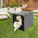 Dog Crate Cover - Kennel Cover Fit for 36 Inch Dog Crate, Double Door Polyester Crate Cover for Wire Dog Crate Indoor Outdoor Protection, Grey (Grey (with window))