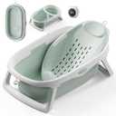 CheerTry 4-in-1 Collapsible Baby Bathtub for Newborn & Toddler 0-24M