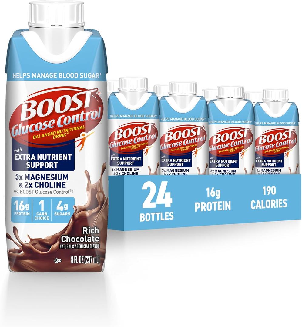 BOOST Glucose Control Ready to Drink Nutritional Drinks with Extra Nutrient Support Drink, Rich Chocolate, 8 Fl Oz, Pack of 24 (BBD 14 MAR 2026)