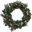 22" Christmas Wreath, Front Door Xmas Wreath, Winter Green, 2024 Holiday Pick, Arrives Decorated with Pine Cones & Berries