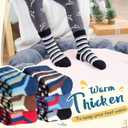 Eyean Kids Fuzzy Socks Non Slip Soft Fluffy Slipper Grips Socks Warm Plush Cozy Cabin Boy Girls Crew Socks 6 Pairs (8-12 Years, Colorful Stripes)