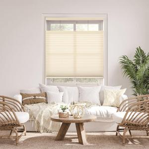 DEZ FURNISHINGS Cordless 1.5" Light Filtering Top Down Bottom Up Cellular Shade, 51.5" W x 64" H, Ivory