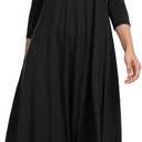 HOTOUCH Women's 3/4 Sleeve A-line and Flare Midi Long Dress, XL