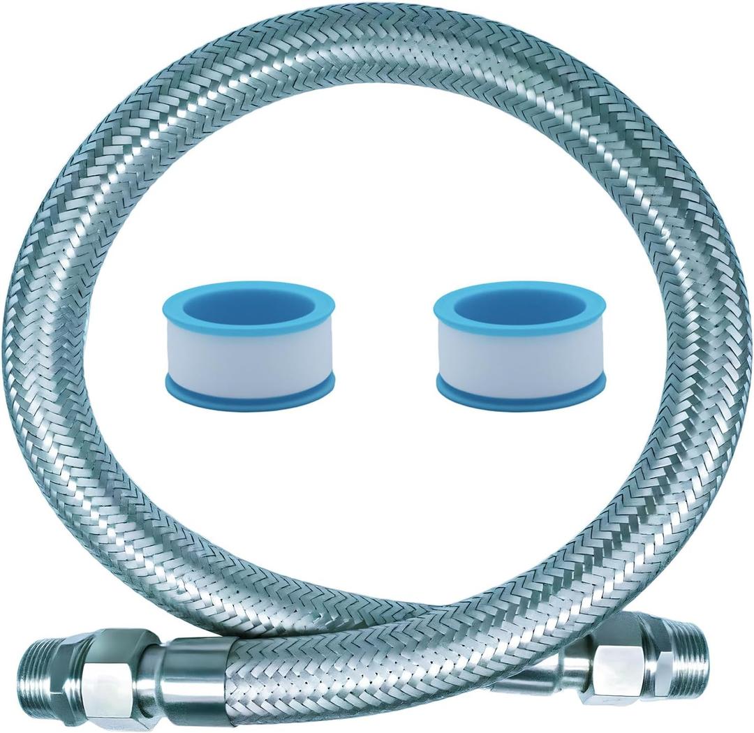 Compressor Jumper Hose, Rust-steel Metal Air Hose, 1-inch NPT Male Head X 40" Length, 750°F, 450 PSI, Accessories on both Sides Can Rotate Freely