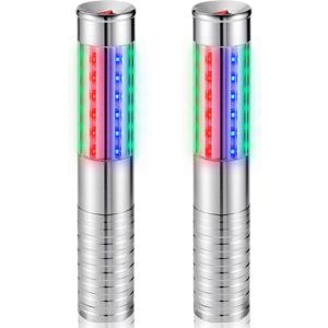 Civaner 2 Pcs LED Bottle Service Lights Strobe Bottle Girl Lights Baton Reusable Rechargeable Service LED Champagne for Bar Club Birthday Weddings Parties (Silver, Colorful Light)