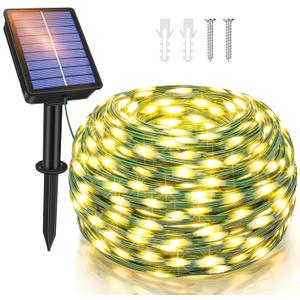 Ollny Solar Christmas Lights Outdoor, 40FT 120LED Solar Fairy Lights, 8 Modes IP67 Waterproof Outdoor Light for Outside Yard Garden Patio Camping Wedding(Warm White)
