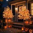 2-Pack 6 Ft Lighted Maple Trees, 240 Warm White LEDs, Fall Decor | Set of 2 with 120 warm white LEDs per tree, 24V low-voltage power, IP44 rating, and 8 ground stakes included