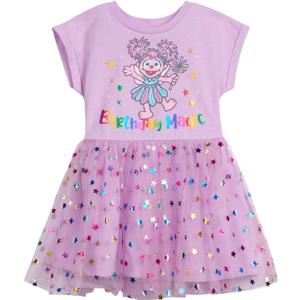 Sesame Street Birthday Mesh Dress Infant to Little Kid Sizes (12 Months - 5) (Purple)