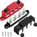 Joinfworld 400A Power Distribution Block 12V Bus Bar with 4 x 5/16"(M8) Studs Battery Bus Bar 48V DC Marine Terminal Block for Automotive Car Solar - Negative&Positive