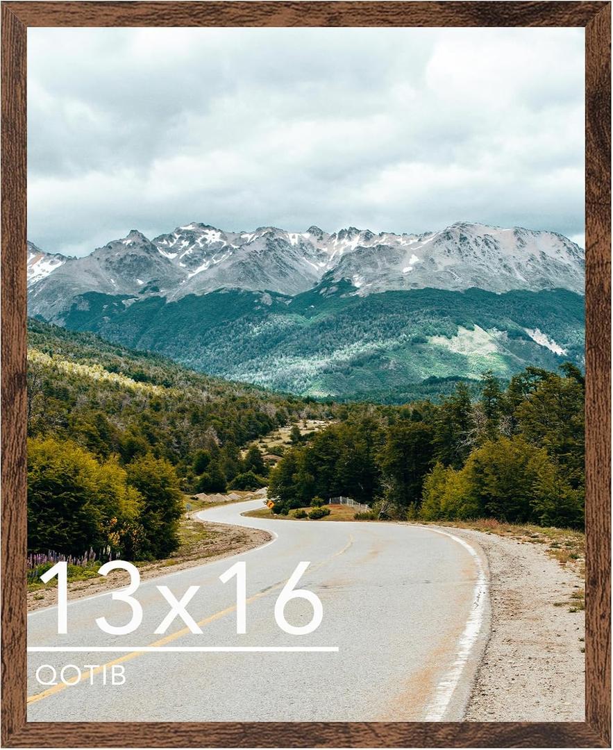 13x16 Picture Frame Deep Brown for Wall Hanging, Wood 13 x 16 Frame Photo Frame for Wall Horizontally or Vertically, Deep Brown, 1 Pack