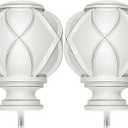 KAMANINA Netted Texture Replacement Finials for 1 inch curtain rods, M6 Standard Screw Drapery Rod Finials, Set of 2, Retro White.
