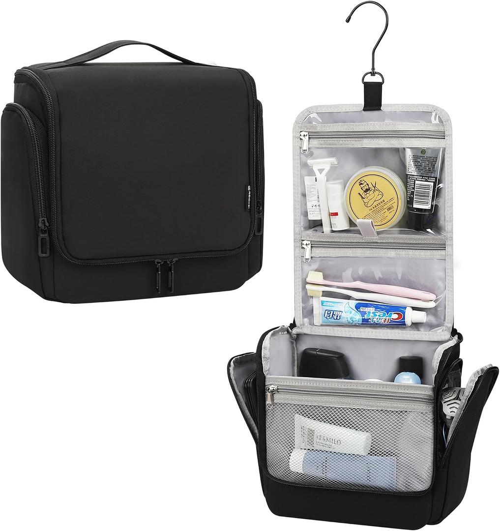Relavel Hanging Toiletry Bag for Men and Women, Travel Toiletries Bag Water-resistant Large Makeup Cosmetic Organizer Storage, Shaving Dopp Kit Shower Bathroom Hygiene Bags, Carry-on Travel Essentials