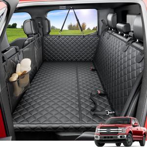 REEVAA Dog Truck Seat Cover for Back Seat, Hard Bottom Dog Hammock for Car, Pet Bed Extender for 2-4 Large Dogs, Waterproof Seat Protector, Universal XL Size Fits for Crew Cab Truck/SUV, Black