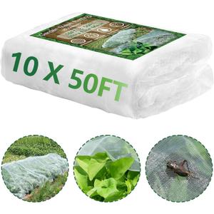 10 * 50FT Ultra Fine Garden Mesh Netting Pest Barrier, White Plant Covers for Outdoor Patio Greenhouse Crops Vegetables Fruit Flower Garden Protection, Row Covers Fabric Screen Insect Bug Bird Netting
