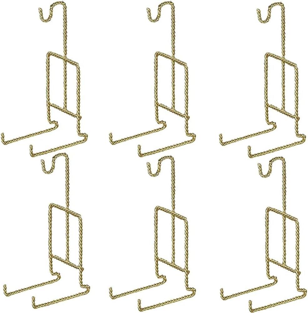 HOHIYA Tea Cup and Saucer Display Stand 6 Pack Gold Twist Metal Teacup Holder Rack Decorative Easel Organizer for China TeaCups Coffee Mugs Plates and Dish Display