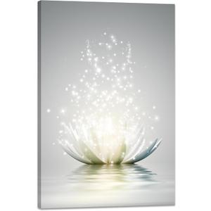 Lotus Floral Canvas Prints Art for Zen Office Decor Wall Art Meditation Pictures Modern Artwork Painting Framed Ready to Hang(16x24inch)