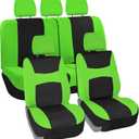 FH Group Car Seat Covers Full Set Cloth - Universal Fit,Automotive SeatCovers,Low Back Front SeatCovers,Airbag Compatible,Split Bench Rear Seat,Washable Car SeatCover for SUV,Sedan,Van Green