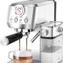 MAttinata CM1633 Cappuccino Machine 20 Bar, Professional Espresso Machines with Automatic Milk Frothering, Barista Compact Latte Maker for Home, with Pressure Gauge for Coffee Lovers, Stainless Steel