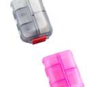 Homezo Pill Case, Homezo 10 Grids Pill Case, Portable Small Weekly Travel Pill Organizer, Portable Pocket Pill Box Pill Container (2Pcs)
