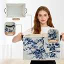 Chinoiserie Blue Floral Storage Box Bins, Blue and White Oriental Flower Tree Collapsible Storage Basket Organizer for Bedroom Laundry Room Home Clothes Toys Books, Toybox for Girls