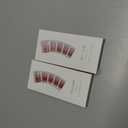 2 x Rose Red Track Cat Eyes Press On Nails,12 Sizes - 24 Pcs Soft Gel Short Rose Red Square Fake Nails Kit with Nail Glue, Natural Reusable Stick On False Nails for Women and Girls SK1037