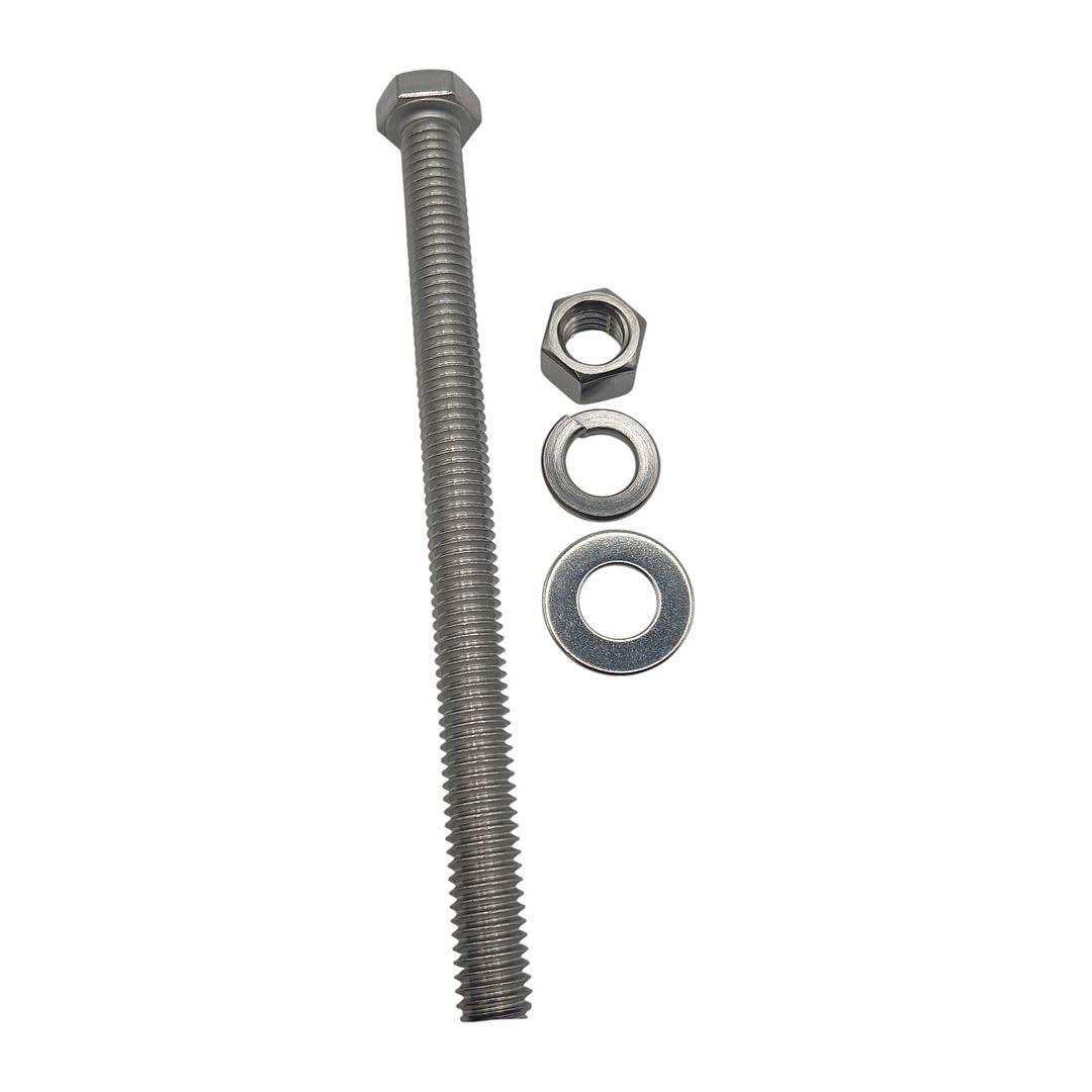 (4 Sets) 3/8"-16 x 5 Stainless Steel Hex Head Screws Bolts, Nuts, Flat & Lock Washers, 18-8 (304) S/S, Fully Threaded by MetalSpacersOnline