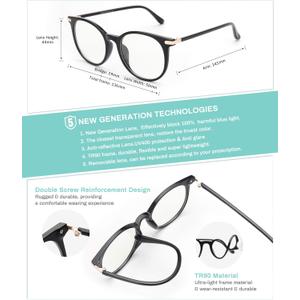 Gaoye Blue Light Blocking Glasses Women/Men, Fashion Round Cateye Frame UV Ray Filter Computer Gaming Glasses