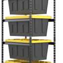FERO 27 Gallon Tote Storage Rack, Heavy-Duty Storage Bin Rack Organizer, 5-Tier Standing Storage Bin Shelves, 250 lb Capacity, Maximize Space for Garage, Warehouse, Utility