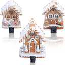 Riceshoot 3 Pcs Christmas Gingerbread House Stocking Holder Christmas Stocking Holders for Mantle Village Stand Tree Santa Houses Hook for Counter Tables Fireplace Party Decoration(Classic)