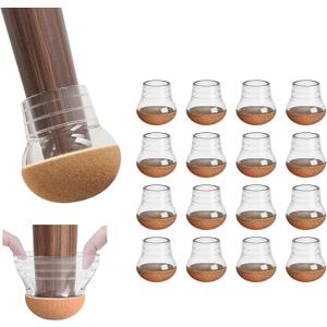 Desk and Chair Leg Protection Cover, Leg Cap, Felt Pad, Prevents Scratches on Floors, Silent, Shedding Prevention, Silicone, Compatible (Leg Shape), Round Shape, Square Shape (Transparent Round, Large