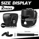 Kanayu 14 Pcs Boxing Gloves and Headgear Set for Beginners Youth 16 Ounce Boxing Gloves Headgear Helmet Hand Wraps Mouth Guards Equipment for Beginners Training Equipment Gifts (Black)