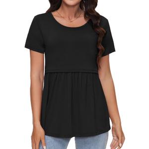 Sosolism Women's Maternity Nursing Shirts for Breastfeeding Tops (XX-Large, Black)