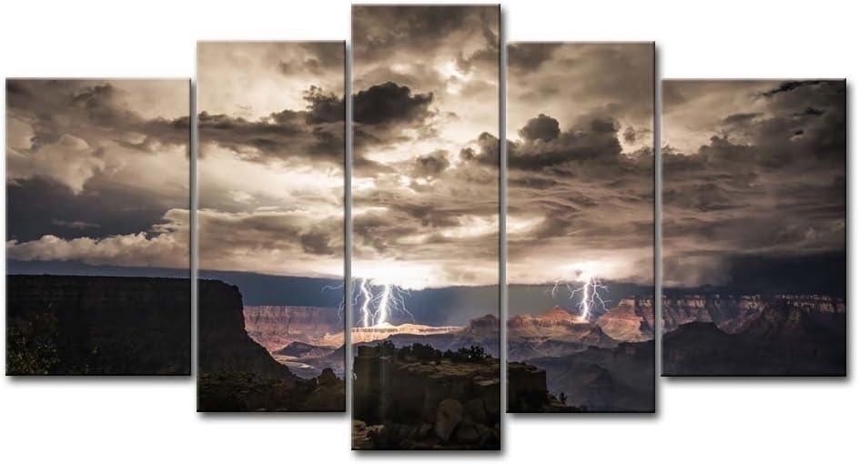Grand Canyon Wall Art Painting Lightning Strikes in The Grand Canyon Dark Cloud Pictures Prints On Canvas Landscape The Picture Decor Oil for Home Modern Decoration Print for Kids Room