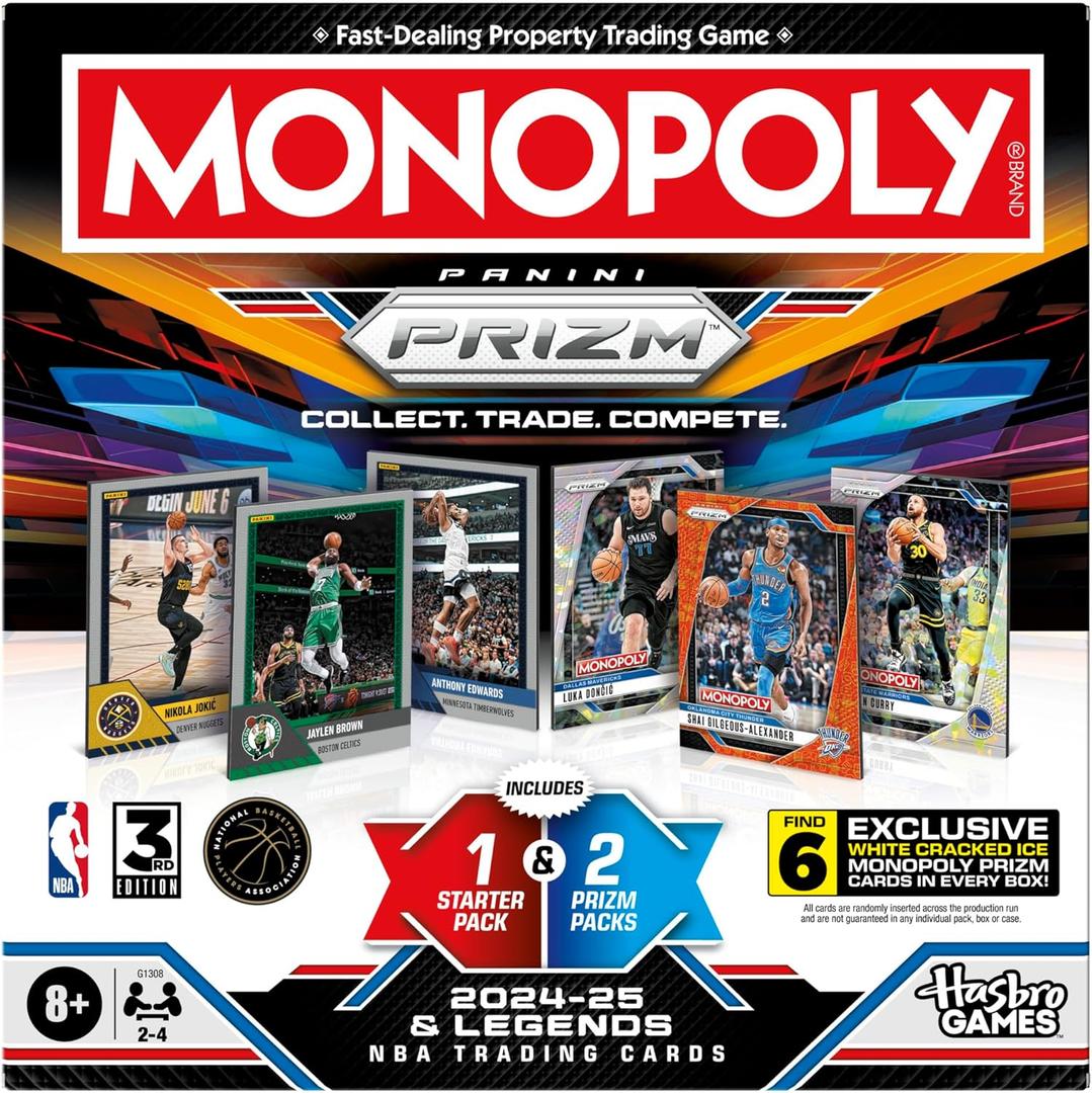 Monopoly NBA Panini Prizm Board Game  3rd Edition | Officially Licensed Hasbro Game | Ages 8+