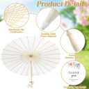 Aneco 12 Pieces 33 Inch Wedding White Paper Umbrellas, Chinese Japanese Decorative Parasols with Organza Bags Thank-You Tags Wooden Sign, DIY Oiled Paper Painting Umbrellas for Wedding Bridal Party