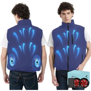 Cooling Vest Jacket with 2 Fans - Men and Women 21V Air Conditioner Lightweight Vests, With 20000mAh Battery (Small, Blue)
