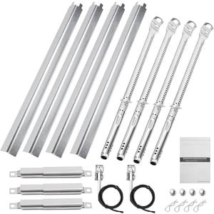 Uniflasy Grill Replacement Parts for CharBroil Performance 4-Burner 463365021 463365724 463351021 463352521 463331221 463448021 Stainless Steel Grill Burner Heat Plate Shield Crossover Tube Igniter 17"