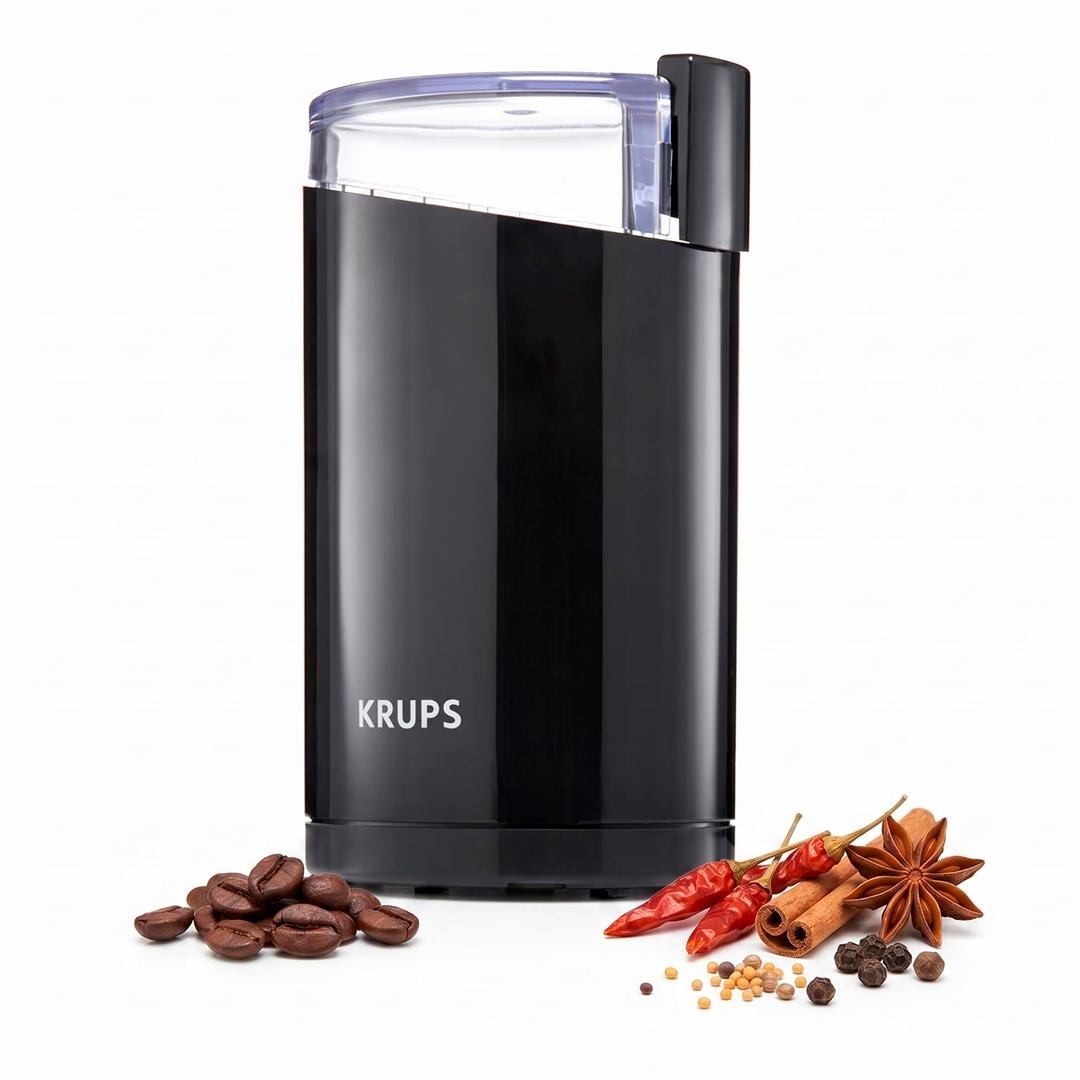 KRUPS Precision Electric Coffee Grinders, 3 oz Capacity, 200W Motor, Stainless Steel Blades for Uniform Grinding of Beans, Herb and Nuts, Coffee and Spice Grinder Electric, (Black)