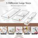 Criusia 11 PCS Clear Plastic Drawer Organizer Set - 5 Large Size Versatile Kitchen and Bathroom Organizer Trays, Non-Slip Storage Bins for Makeup, Utensils, Tool and Office Desk