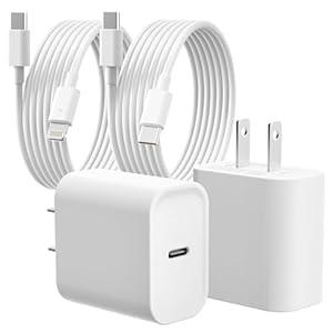 iPhone Charger Fast Charging, 2 Pack 20W USB C Wall Charger Block with 2 Pack MFi Certified 6FT Type C to Lightning Cables for iPhone 14 13 12 11 Pro Max XR XS X, iPad,AirPods Pro, White 