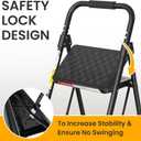 HBTower 3 Step Ladder, Folding Step Stool with Wide Anti-Slip Pedal, Step Stool Foldable with Cushioned Handle for Home and Kitchen, Black