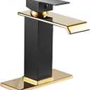 Black Bathroom Faucet Gold Waterfall One Handle 1-3 Hole Lavatory Vanity Sink Faucet with Water Supply Hose Deck Mount Commercial