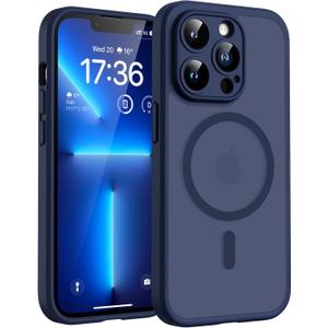TOCOL for Phone 13 Pro Case, Compatible with Magsafe Charger, Full Camera Protection, Drop Protection, Translucent Matte Phone Case for iPhone 13 Pro 6.1 inch (Dark Blue)