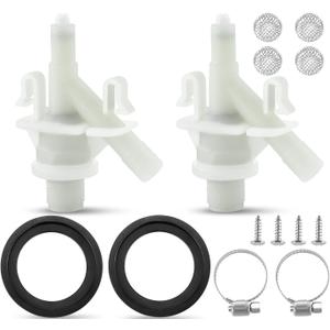 385311641 RV Toilet Water Valve Kit with 385311658 Flush Ball Seal by Fetechmate Fit for Dom.etic 300, 301, 310, 311, 320, 321 Series Pedal-Flush Toilets RV Toilet for Camper Toilet-2 Set