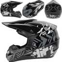 SPARK DOT Youth Motocross Helmet Kids Dirt Bike Helmets - Full Face, Lightweight & Breathable for Off-Road E-Bike BMX MX ATV (with Gloves Goggles Mask) 4Pcs Set, Medium(57-58cm), Grey