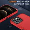 SunStory Compatible with iPhone 12 Pro Max Case with HD Screen Protector, 3-Layer Heavy Duty Full-Body Cover,3 in 1 Hybrid Protective Case for iPhone 12 Pro Max 6.7", Red