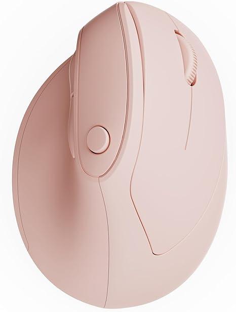 Ergonomic Mouse, USB+Bluetooth Dual Connection, Wireless Vertical Mouse for Reducing Wrist Pain, 1000/1600/2400 DPI, Ergo Mouse with Quiet Click for Windows Mac OS PC Computer Laptop, Pink
