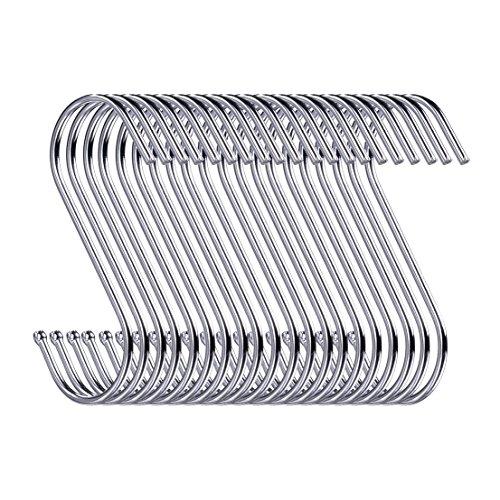 D-BUY 30 Pack 3.5 inch Heavy Duty S Hooks - Plants, Outdoor, Light, Cup, Large Hangers for Kitchen, Bathroom, Bedroom and Office (Silver)