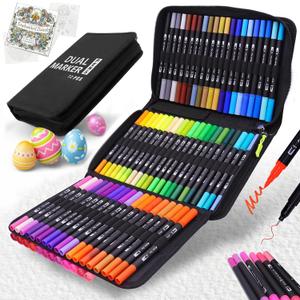 Double Tip Brush Pens Art Markers (72 Colors) - Fine Tip Acrylic Coloring Markers for Painting, Highlighting, and Card Making; Ideal for Adults, DIY Enthusiasts, and Craft Lovers