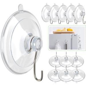 HangerSpace Suction Cup Hooks, 1.77 Inches Clear PVC Suction Cups with Metal Hooks Removable Small Suction Cups for Kitchen Bathroom Shower Wall Window Glass Door 12 Pack